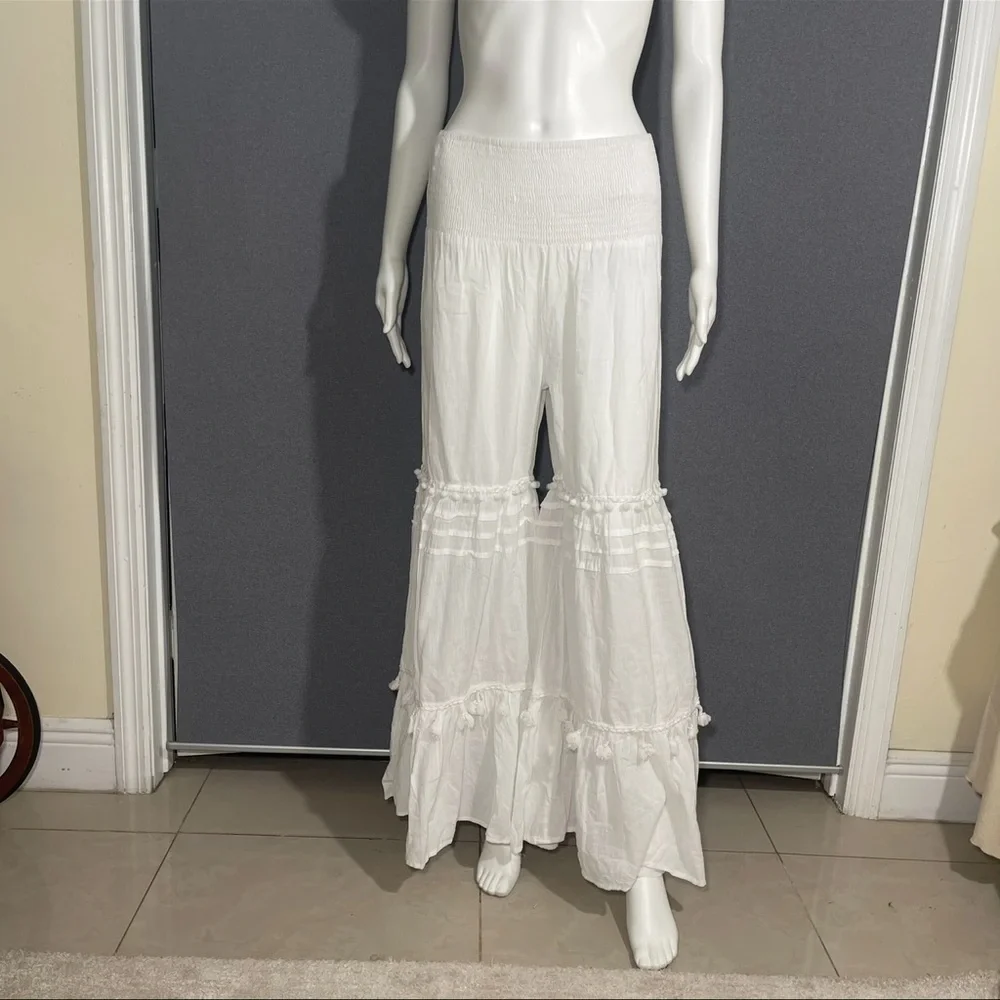Antica Sartoria by Giacomo Cirque white embellished wide leg pants - Picture 2 of 9